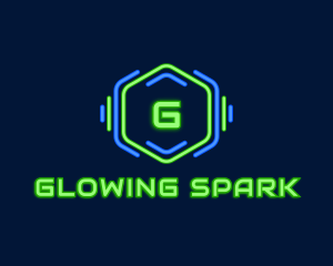 Neon Glow Hexagon logo design