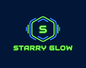 Neon Glow Hexagon logo design