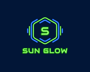 Neon Glow Hexagon logo design