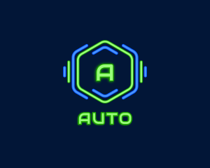 Signage - Neon Glow Hexagon logo design