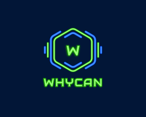 Party - Neon Glow Hexagon logo design