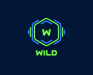 Nightclub - Neon Glow Hexagon logo design