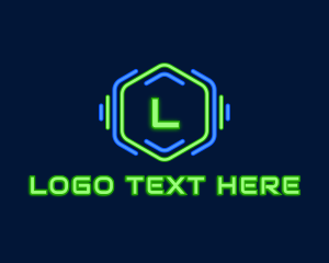 Av - Neon Glow Hexagon logo design