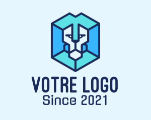 3d - Digital Geometric Lion logo design