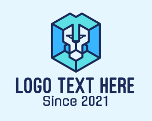 Blue - Digital Geometric Lion logo design