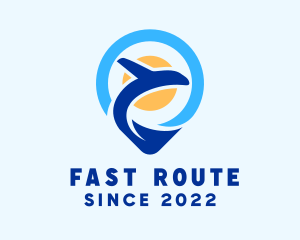 Route - Airplane Location Pin logo design