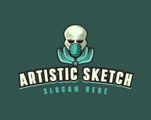 Drawing - Alien Skull Esport logo design