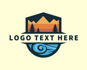 Hillside - Ocean Wave Mountain logo design