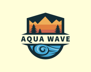 Ocean Wave Mountain logo design