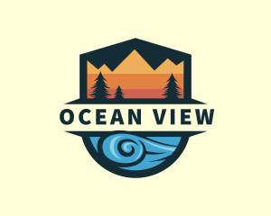 Ocean Wave Mountain logo design