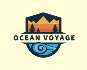 Ocean Wave Mountain logo design