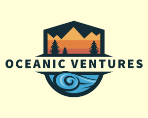 Ocean Wave Mountain logo design