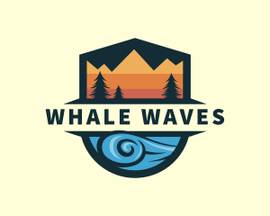 Ocean Wave Mountain logo design