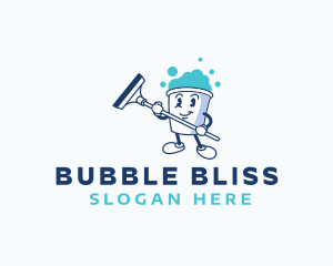 Bucket Cleaning Bubbles logo design