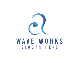 Wavy - Sea Wave Resort Letter A logo design