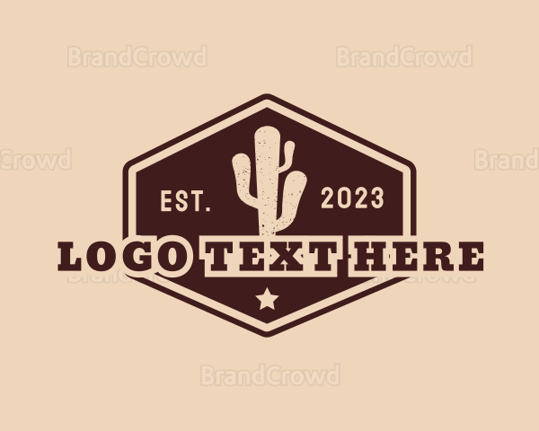 Hipster Desert Cactus Logo