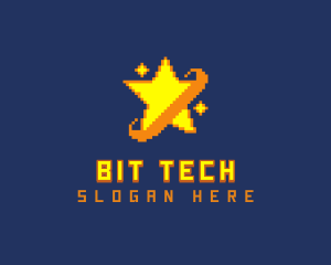 Pixelated Star Game logo design