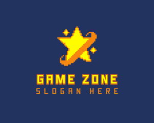 Pixelated Star Game logo design