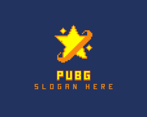 Pixel - Pixelated Star Game logo design
