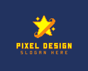 Pixelated Star Game logo design