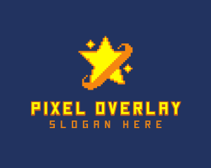 Pixelated Star Game logo design