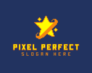 Pixelated Star Game logo design