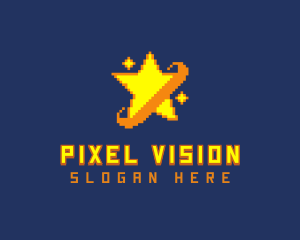 Pixelated Star Game logo design