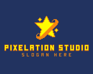 Pixelated Star Game logo design