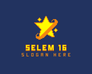 Pixelated Star Game logo design