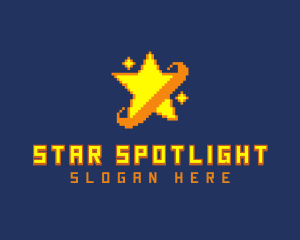 Pixelated Star Game logo design