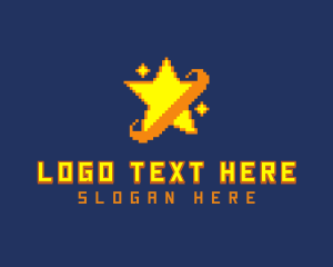 Pixel - Pixelated Star Game logo design
