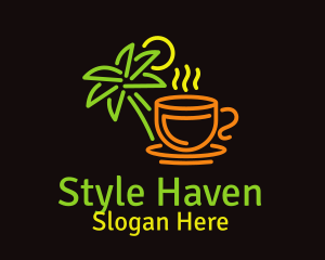 Hut - Neon Tropical Tea logo design
