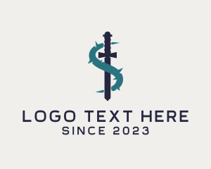 Knight - Sword Vine Letter S logo design