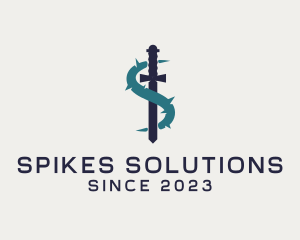 Spikes - Sword Vine Letter S logo design