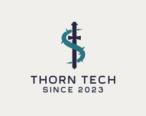 Thorn - Sword Vine Letter S logo design