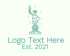 Travel Guide - Minimalist Statue of Liberty logo design