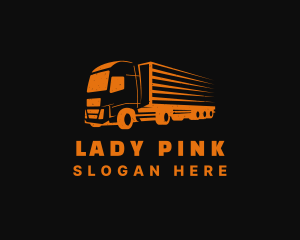 Forwarding - Orange Freight Truck logo design