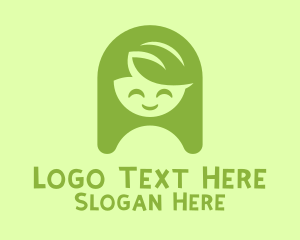 Green - Happy Cute Girl logo design