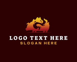 Pork - BBQ Flame Pork logo design