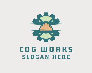 Cog Construction Hat  logo design