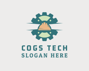 Cog Construction Hat  logo design