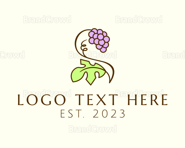 Grape Plant Vineyard Logo