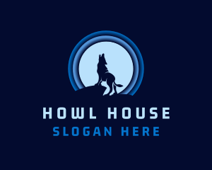 Howl - Blue Moon Wolf logo design