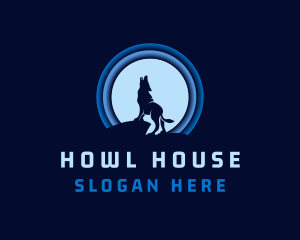 Blue Moon Wolf logo design