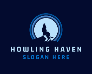 Howling - Blue Moon Wolf logo design