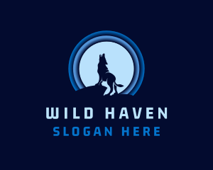 Blue Moon Wolf logo design