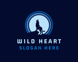 Blue Moon Wolf logo design