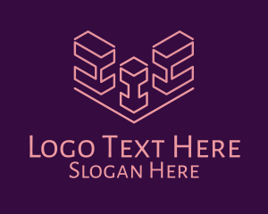 Tower - Isometric Block Outline logo design