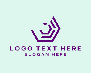 Financial - Purple Digital Hexagon logo design