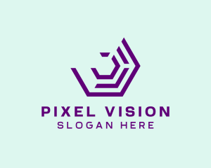 Purple Digital Hexagon logo design